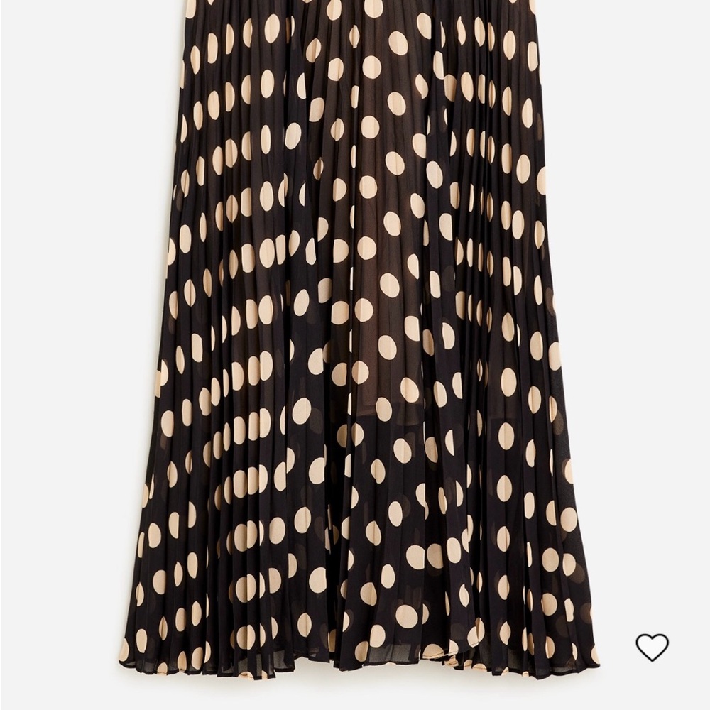 J. Crew Black Pleated Midi Skirt with Cream Polka Dots